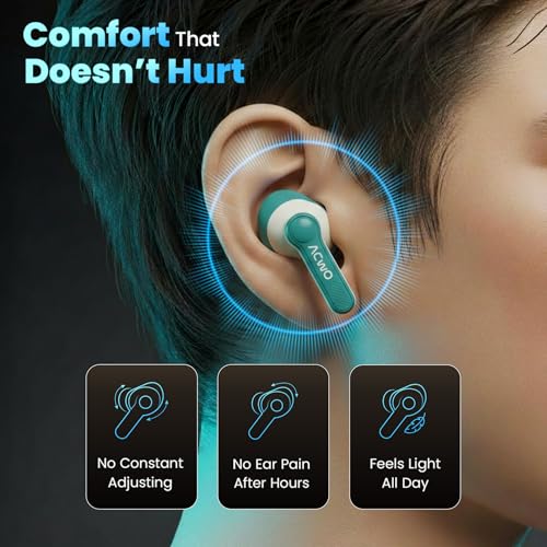 Image of ACwO Dwots 313 Wireless in Ear Earbuds | 65Hrs Playtime | 50Ms Low Latency | 3 Preset EQ Modes | IPX5 Water Resistant | Hyper Boost Charging - 10Mins Charge = 120Mins Playtime (Cool Green)