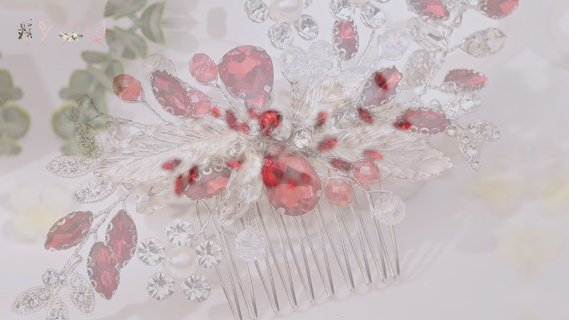 Braut Haarkamm Mit Strass – Rot, Kristall, Für Hochzeit & Festliche Anlässe