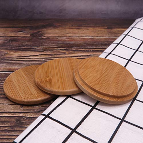 Pack Of 4 Bamboo Cup Cover Wooden Cup Lid Coffee Mug Cup Lid Wooden Tea Glass Cup Cover Drink Cup Lid Set #TOP2