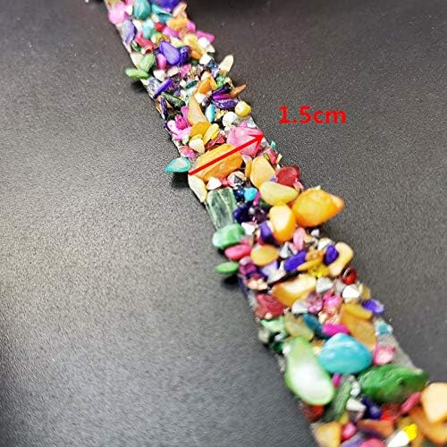 90cm Beads Color Stone lace Patches Iron on hot Drilling Rhinestone Ribbon DIY Dress Wedding Clothing Accessories (1.5x90cm, 1)