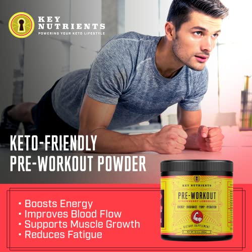 Keynutrients Pre Workout + Electrolytes Powder + Bcaa Blend: Delicious Strawberry Lemonade Preworkout With Electrolyte Powder - Pre Workout Powder | Pre Workout Women, Pre Workout Men With Creatine #TOP2