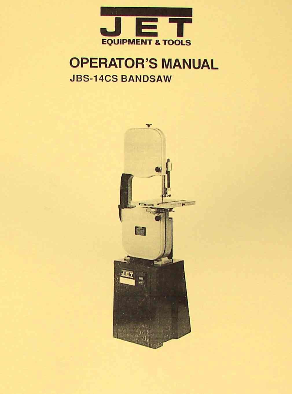 JETAsian JBS14CS 14" Band Saw Operator's & Parts Manual Ozark Tool