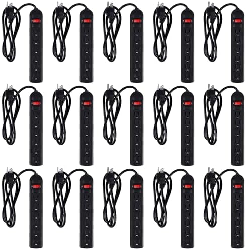 15 Pack 6 Outlet Power Strip Surge...