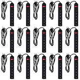Copkim 15 Pack 6 Outlet Power Strip Surge Protector Flat Plug Surge Protector Power Strip Wall Mount Overload Protection for Home Office(4 ft,Black)