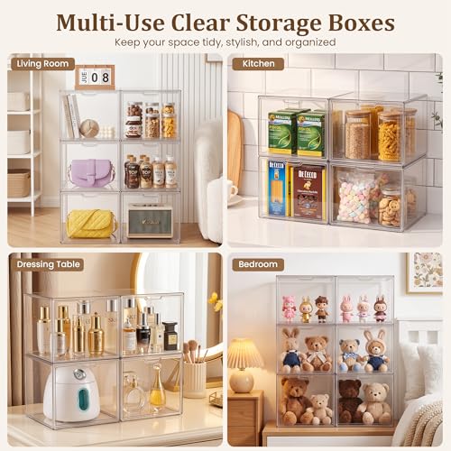 Image of XX-Large Clear Acrylic Display Case, 1 Pack | Extra Large Stackable Storage Bins, Magnetic Door, Dustproof Showcase, For Figures, Football Helmet, Shoes, Collectibles