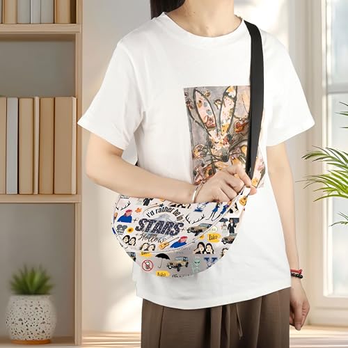 WZMPA Lorelai ＆Rory Fans Crossbody Bag Luke's Diner Gifts I'd rather Be In Stars Hollow Shoulder Bag Luke's Diner Merch3