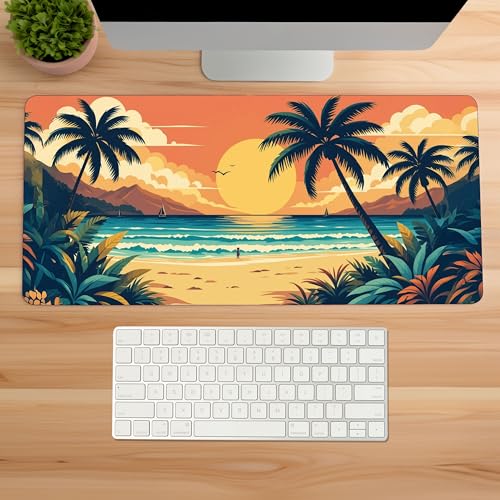 Image of Serene Sunset Premium Desk Mat | Anti-Skid | Anti-Slip | 80 x 30 cm | Laptop Mat for Work from Home /Office /Gaming- Extended Mouse pad and Keyboard Desk mat