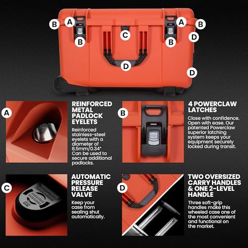 Image of NANUK 960 Hard Case with Cubed Foam - Waterproof Travel Camera Hard Case with Wheels, 25.4 inch x 20 inch x 14.5 inch, Dustproof and Impact-Resistant, Ideal for Heavy Loads - Orange