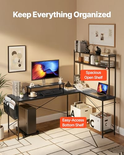 Image of VEVOR L-Shaped Computer Desk, 67-inch Reversible Corner Gaming Desk with Monitor Stand & Movable CPU Stand, Modern Stylish PC Table Sturdy Work Workstation for Home Office - Easy to Assembly