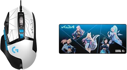 Logitech G 502 Hero KDA - Mouse para juegos de alto rendimiento con Logitech G840 KDA XL de tela para juegos - 0.12 pulgadas, base de goma fina y