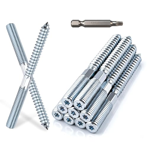 XRXYMQ 30 Stück Stockschrauben M8 x 60 mm Doppelgewindeschrauben Verzinkte