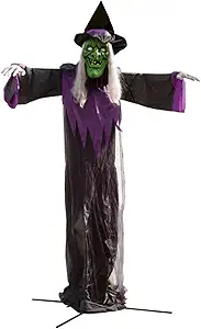 Haunted Hill Farm 15-ft. Animatronic Scary Talking Witch with Touch Activated Lights and Sound, Battery-Operated Outdoor Halloween Decoration