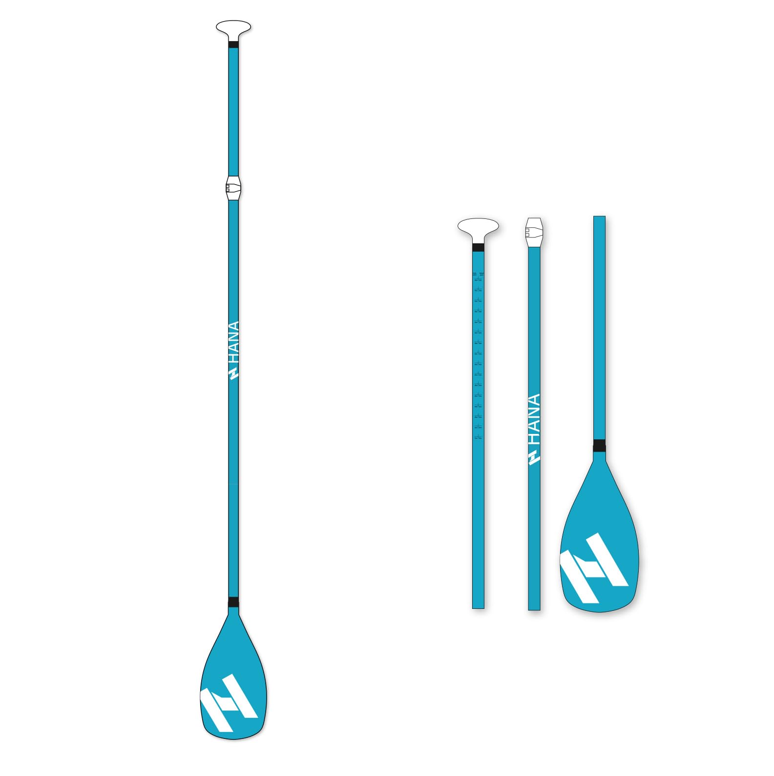 HANA Pagaie de Stand Up Paddle (Sup) Premium – Réglable 170-210 cm – Manche Aluminium Rigide avec Rail Anti-Twist – Flottante & Légère – Finition Anti-Glisse – Idéale Balade, Rando et Surf