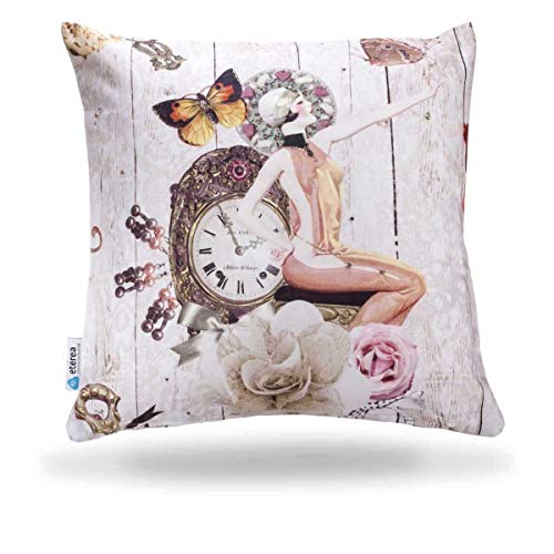 etérea 100% Coton Déco Housse de Coussin, Vintage New York Beige, 40x40 cm