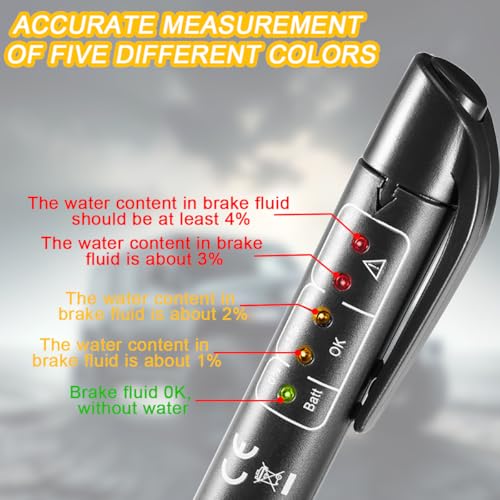 Image of Mandark 2PCS Car Brake Fluid Liquid Tester Pen, 5 LED Indicators Auto Brake Diagnostic Testing Tool for DOT 3 DOT 4 DOT 5.1 Brake Fluid, Automotive Oil Moisture Analyzer, Universal for Most Vehicles