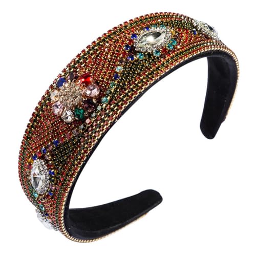 Serre-tête baroque strass colorés et fleurs pour femme