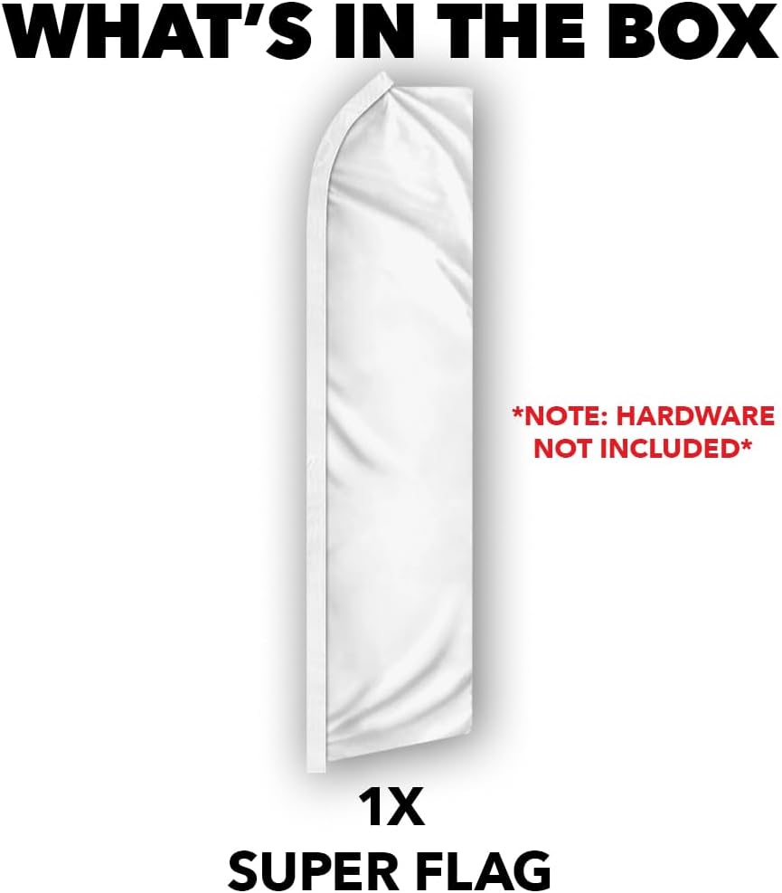 White Solid Color Swooper Feather Flag - Great for Schools, Businesses, and Events