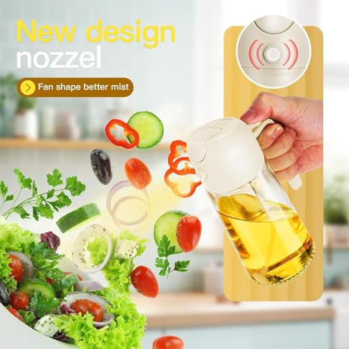 Image of Oil Spray Bottle for Cooking, Premium Glass 2 in 1 Oil Dispenser for Kitchen, Food Grade Oil Sprayer Containers with Nozzle, Oil Bottle for Air Fryer, Roasting and Frying | 500ml Multicolour