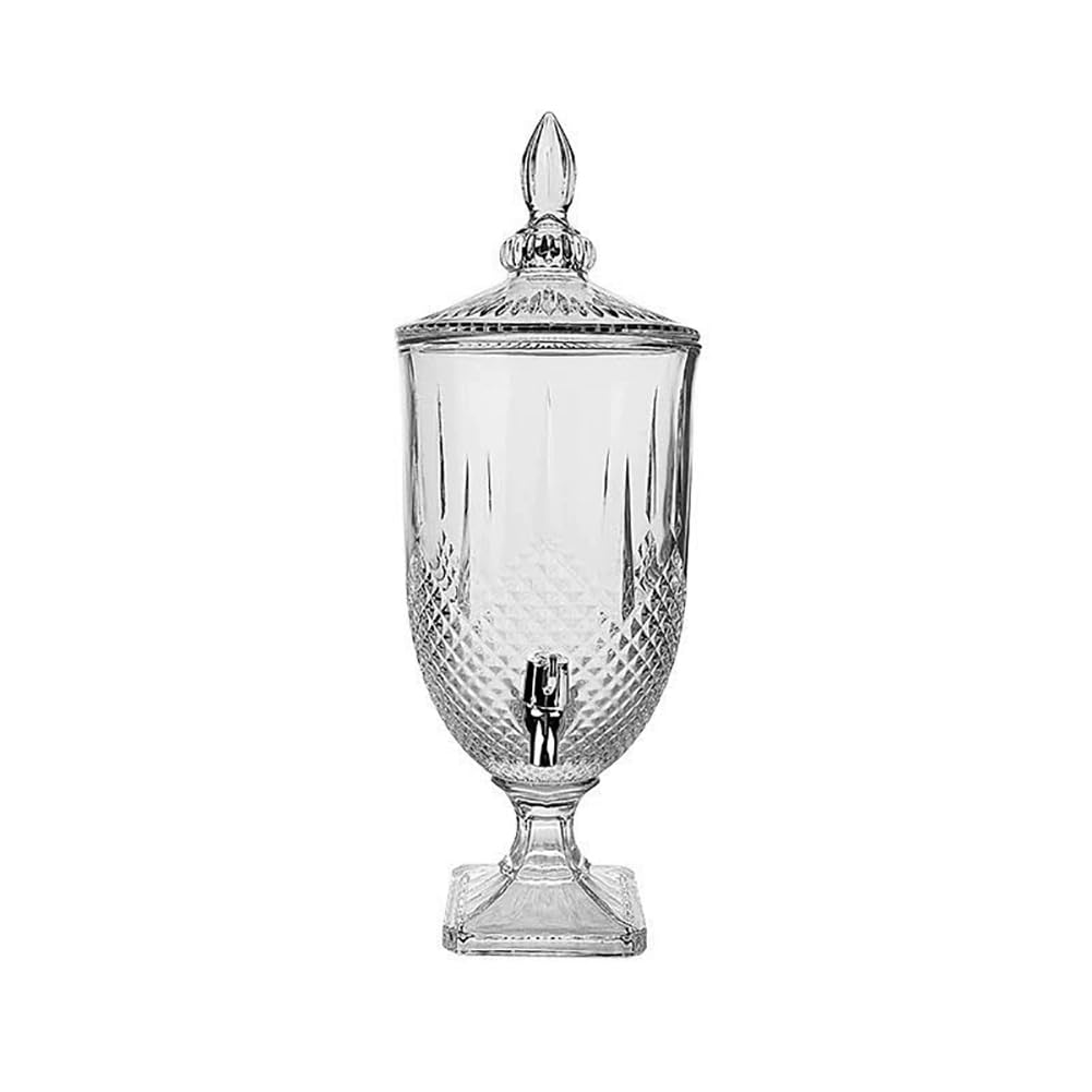 MYUYEE 3L Glass Drink Dispenser, Goblet Shaped Glass Beverage Glasses Water Dispensers With Pc Spigot, Transparent Laundry Detergent Dispensers, Artistic Cold Drink Dispenser Fo(A)