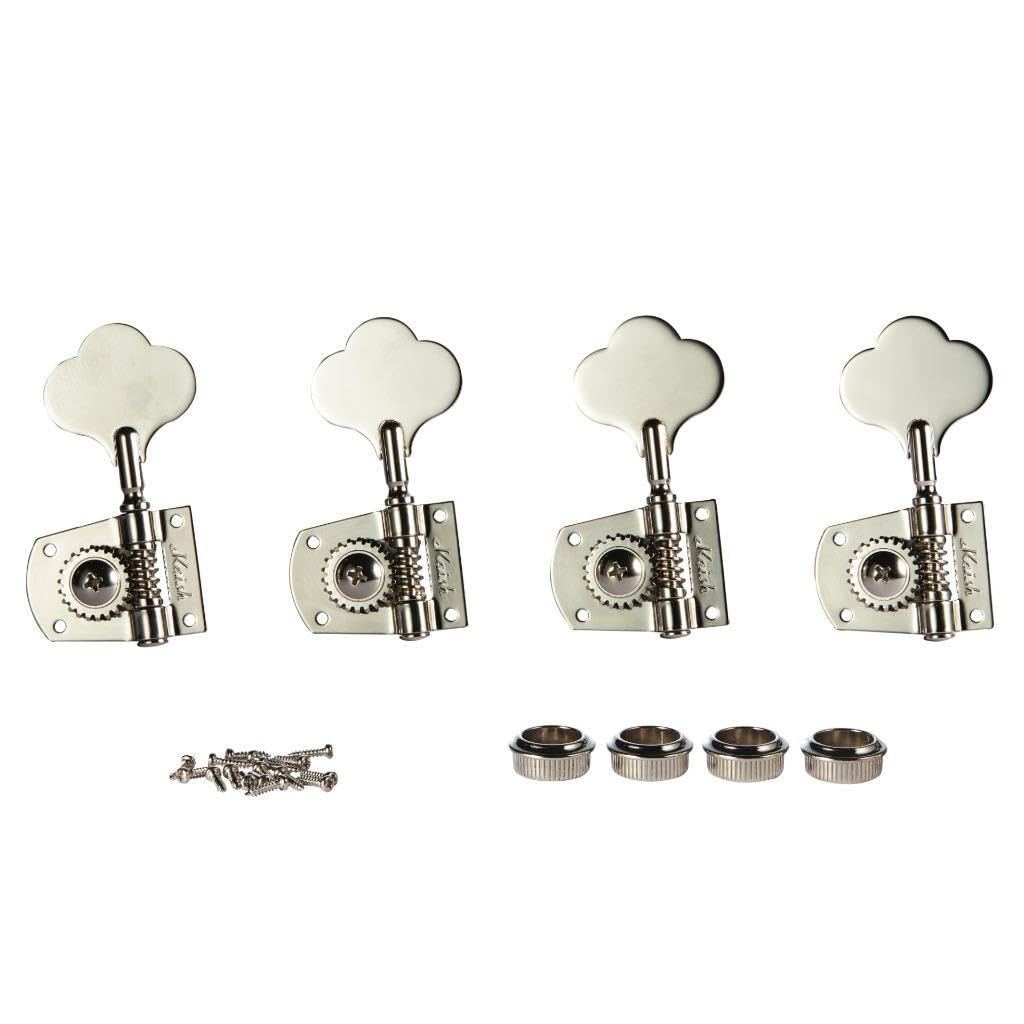 Cloverleaf Left Handed 4L Bass Guitar Tuners Bass Tuning Machine Heads Bass Tuning Keys Pegs for American Standard/Highway One Series Basses Nickel