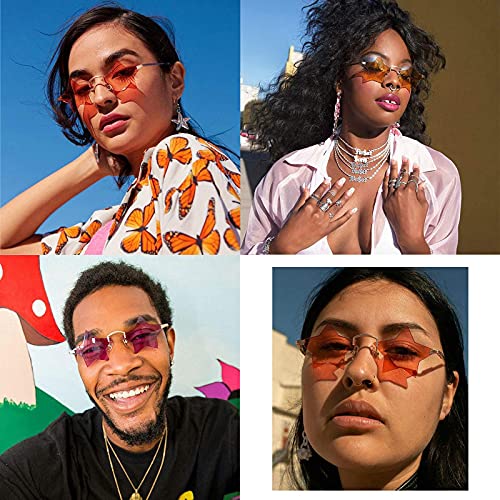 willochra Rimless Star shape Sunglasses Transparent Sun Glasses for women/men Party glasses Super Cute pentagram eyewears2