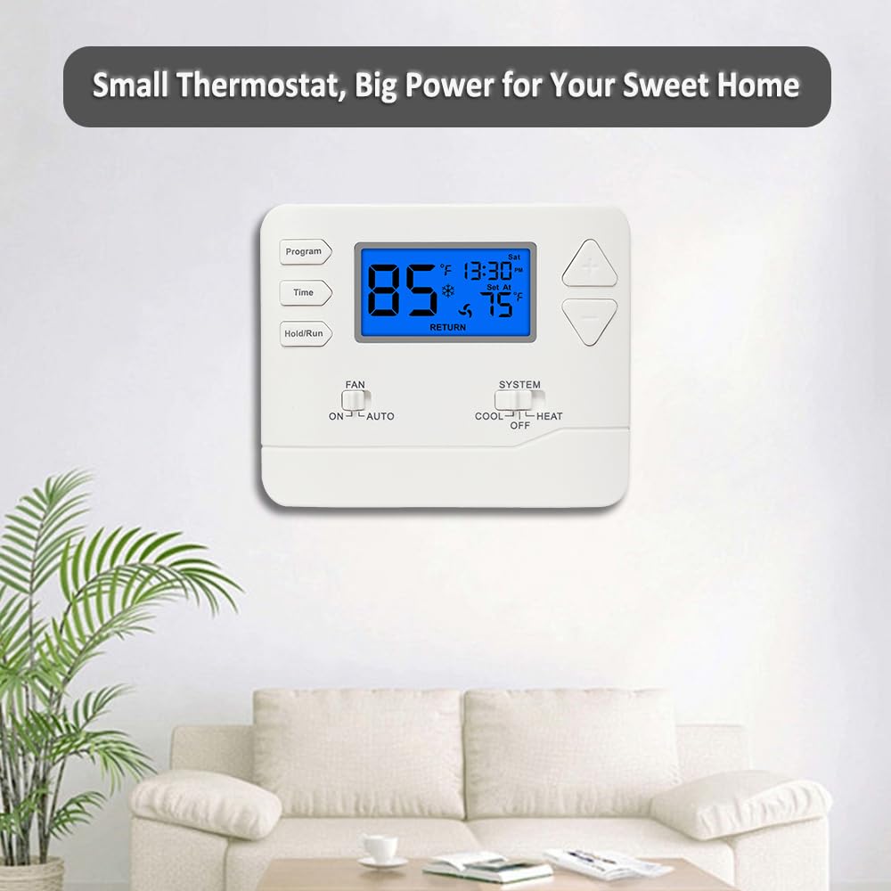 Termostato programable, multietapa, 2 calor/2 frío, termostato avanzado para sistemas HVAC mejorados, retroiluminación azul