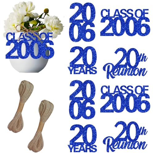 Décoration de réunion de 20 ans : 24 étiquettes bleues de lycée promotion 2005