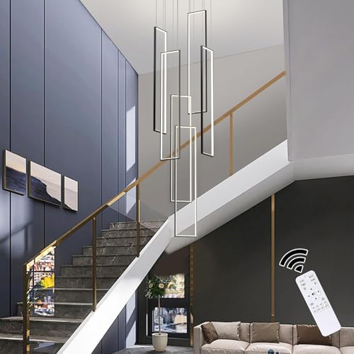 Lustre moderne LED pour escalier et entrées de villa à plafond haut