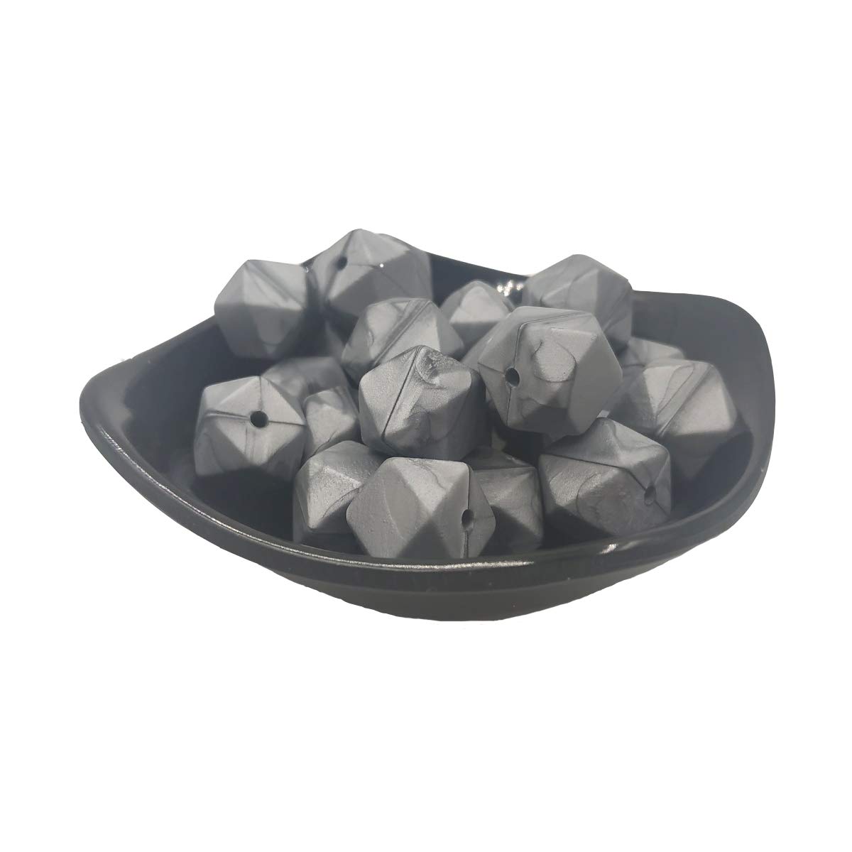 Alenybeby 50pcs Silicone Hexagonal Pearl Focal Beads Ball for Pen Making 14mm Loose Silicone Geometric Hexagon Bulk Bead for Keychain DIY Mom Woman