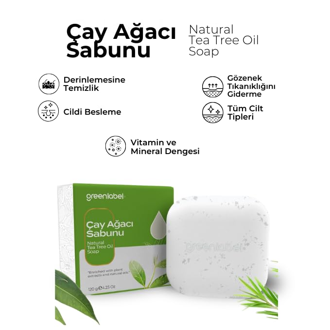 GreenLabel Çay Ağacı Sabunu Doğal Sivilce Ve Akne Karşıtı 120 Gr.