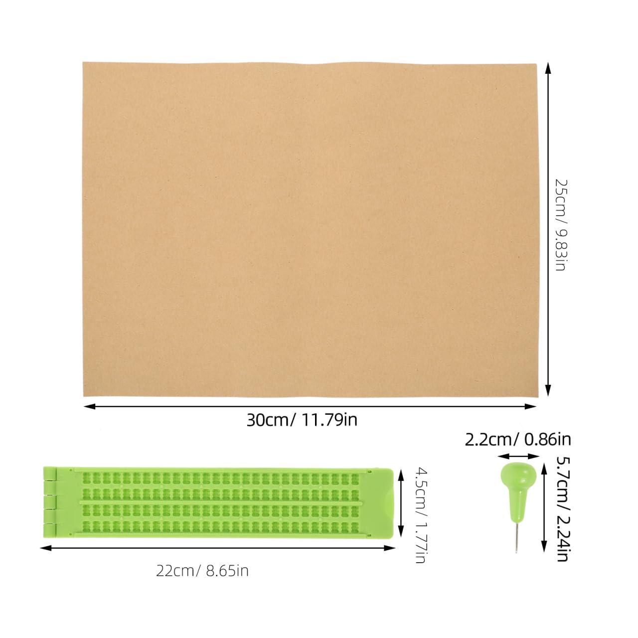 ERINGOGO Braille - Set di scrittura con scrittura cieca, penna e fogli di esercizio, per apprendimento e utilizzo di braille, resistente, leggero e portatile, design pratico per ottimali