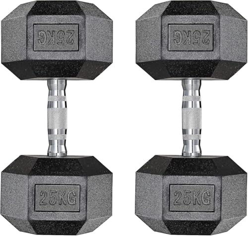 Hexagon Hanteln | 2er Set 10-25 kg | Rutschsicher Ummantelt | Ergonomische...