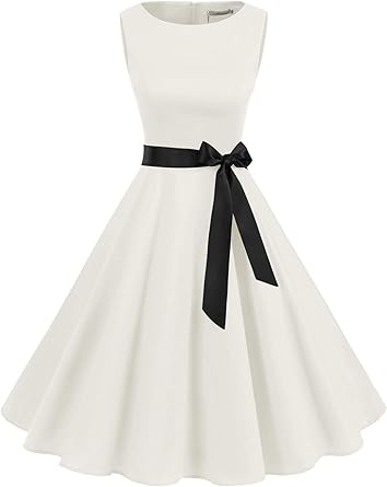 Gardenwed Robe Vintage Femme Annees 40 50 60 Pin Up Robe De Soiree Cocktail Ceremonie Style Audrey Hepburn Rockabilly Swing Col Rond Sans Manche Amazon Fr Vetements Et Accessoires