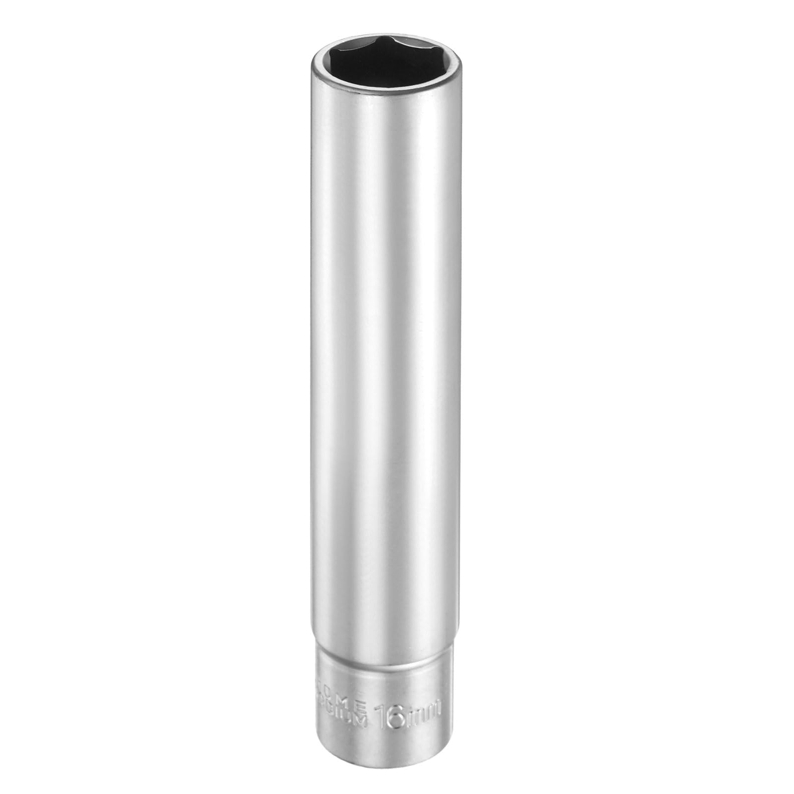 sourcing map 6 Points Deep Socket 3/8" Drive 16mm Deep Metric CR-V Steel Polished Nickel Plating Flip Sleeve 120mm / 4.7" Extra Long Socket Tool for Home Auto Nuts Bolts Repair