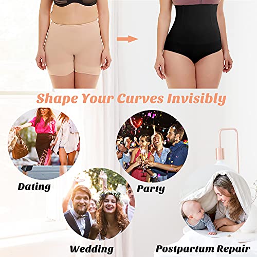 Image of Werena Tummy Control Shapewear Underwear for Women High Waisted Body Shaper Panties Shaping Briefs(#03 Black(seamless),Small)