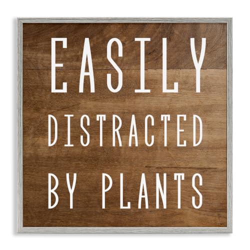 'Easily Distracted By Plants Rustic Plank'| Framed Giclee Art
