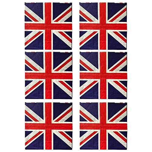 ZOPPER 12 x Union Jack Paper 2ply Napkins UK Flag Tableware Party Supplies for Celebrate The King Charles Coronation Decorations