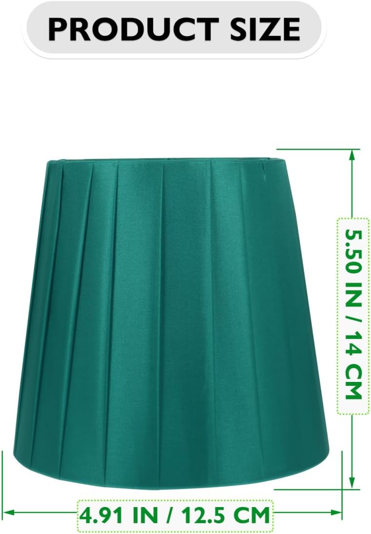 Hemobllo Clip-On Lampshade Cover 5.51x4.92x3.54In Cotton Cloth Jade – Lightweight Easy Installation Decorative Pleated – for Bedroom Floor Table Nightstand Lamps for Bulb Light Fixtures
