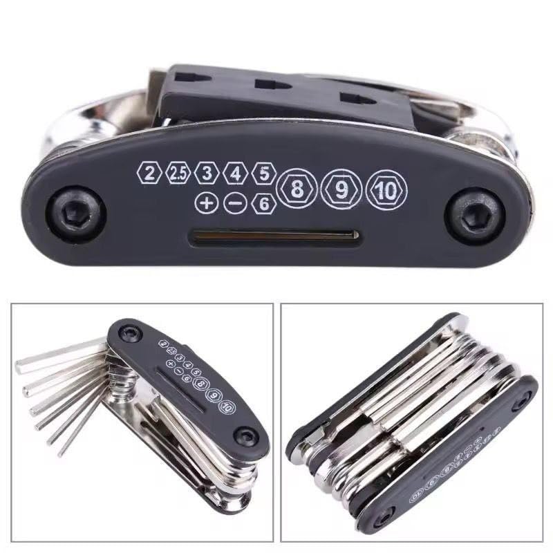 Falshruti Cycle Puncture Kit Bike Repair Tool Kit, Functional Multifunctional Bike Tool Stainless Steel Portable with Screwdrivers for Bicycle Repairing for Cyclist 2