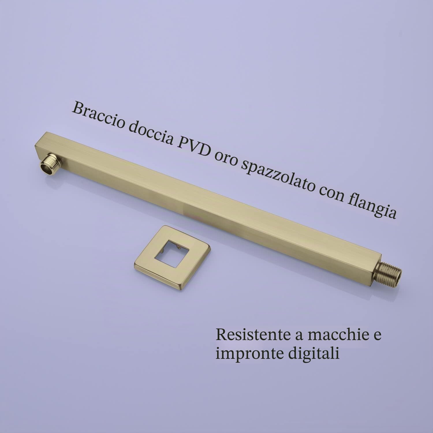 Braccio doccia da 40,6 cm, estensore per soffione doccia a pioggia con flangia e nastro in teflon, in acciaio inossidabile spesso, per soffione doccia a pioggia (oro spazzolato)