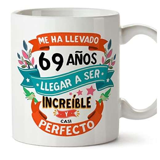 MUGFFINS Tazas 69 Cumpleaños - En Español - Me ha llevado 69 años llegar a ser increíble - 11 oz - Regalo original y divertido