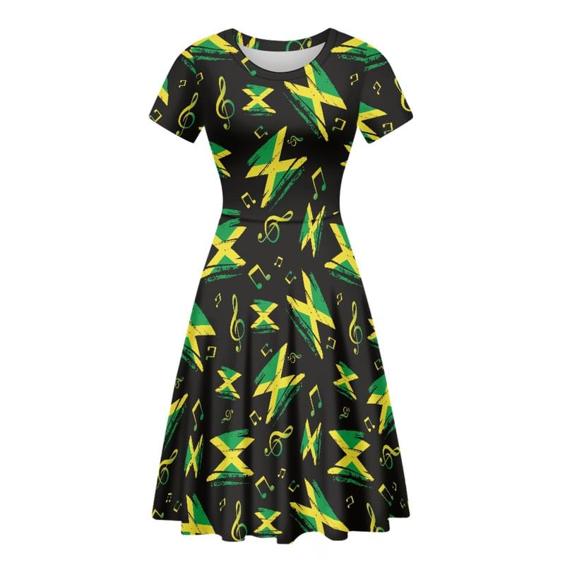 Image of Irisjudy T Shirt Dress for Women Short Sleeve Girls Short Sleeve Dress Plus Size, O Neck Knee Length Midi Dress for Ladies
