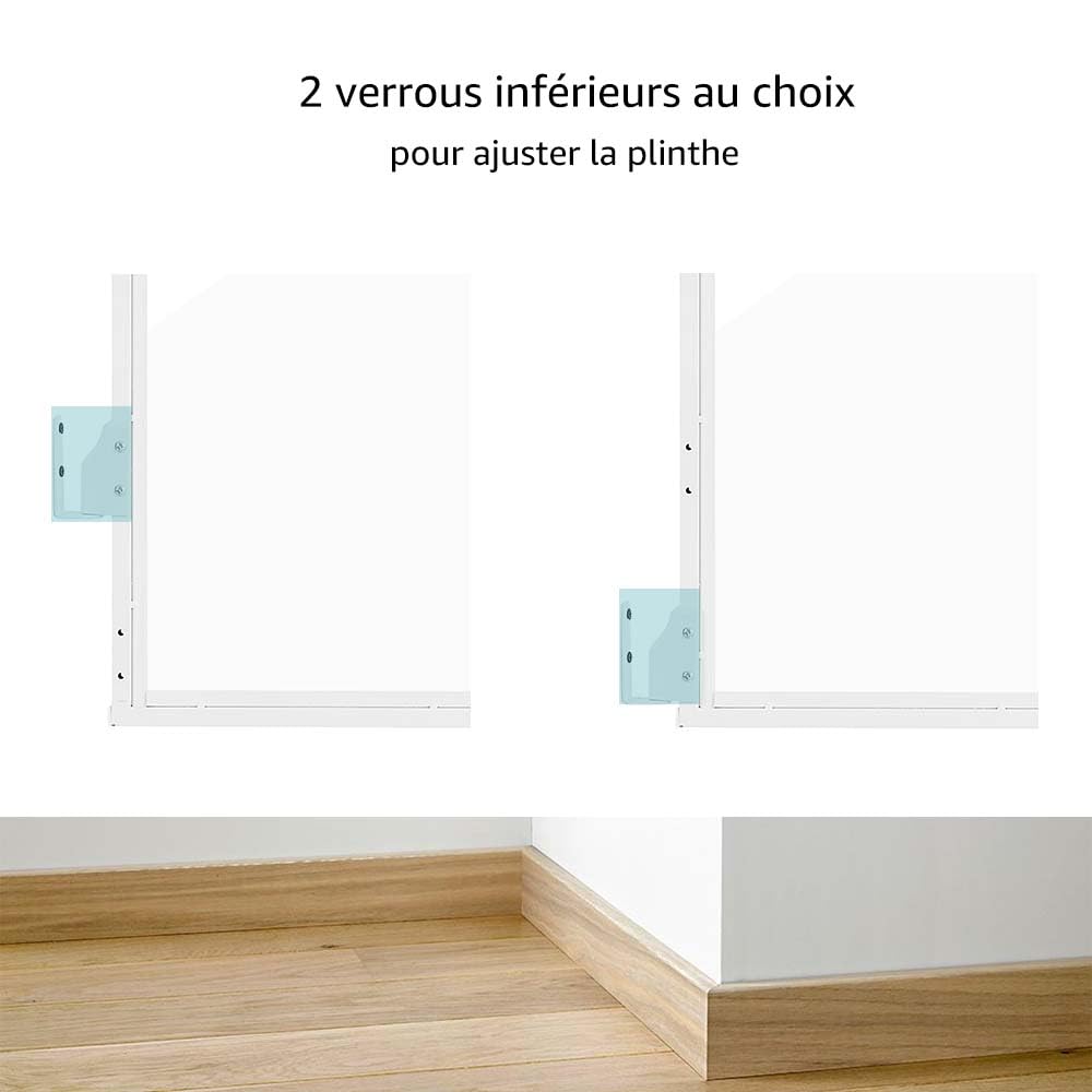 unipaws Barrière Transparente pour Chiens et Chats sans Barre au Sol, Ouverture Double Sens à Une Main, Usage intérieur/extérieur, pour Portes et escaliers, réglable 71–110 cm, Hauteur 76 cm