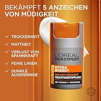 L'Oréal Men Expert XXL Gesichtspflege gegen müde Haut für Männer, Belebende Feuchtigkeitscreme 24H Anti-Müdigkeit, Gesichtscreme für Herren mit Vitamin C und Proteinen, Hydra Energy, Exklusive,1x50 ml – Ansicht 6