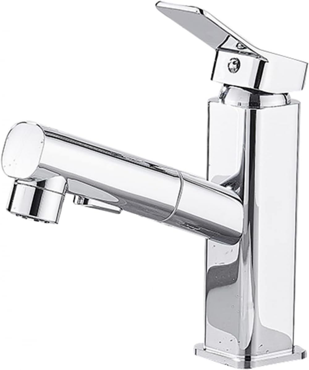 Robinet de lavabo anti-éclaboussures avec douchette extractible en laiton