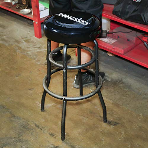 OEMTOOLS Juego de 2 Butacos Giratorios con Anillo para Pies, 30.5in Alto x 14in Ancho, Estructura de Acero, Asiento de Vinilo, Acabado Negro Mate miniatura 2