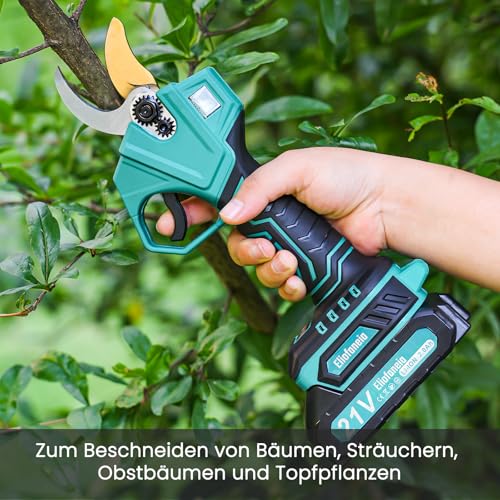 Akku Astschere Akku Baumschere,Max 30MM Schnittdurchmesser,Professionelle Elektrische Gartenscheren mit Sicherheitsschalter 2x 21V 2000mAh Batterien,LCD Anzeige,Ladegerät,für... – Bild 6