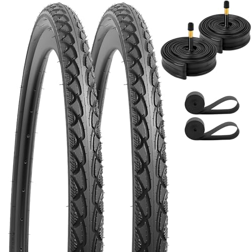 YunSCM 2本セット,700 40c タイヤ,700x40c 40-622 自転車 タイヤ +チューブ肉厚 米式バルブ48mm +リムテープ + タイヤレバ,適用 700x40c ロードバイク、クロスバイク,Y-1134