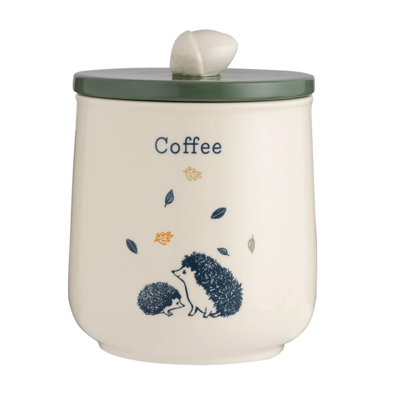Price & Kensington Ceramic Coffee Jar Woodland Airtight Lid Acorn Handle Canister Container 1L, Green, Beige, Large