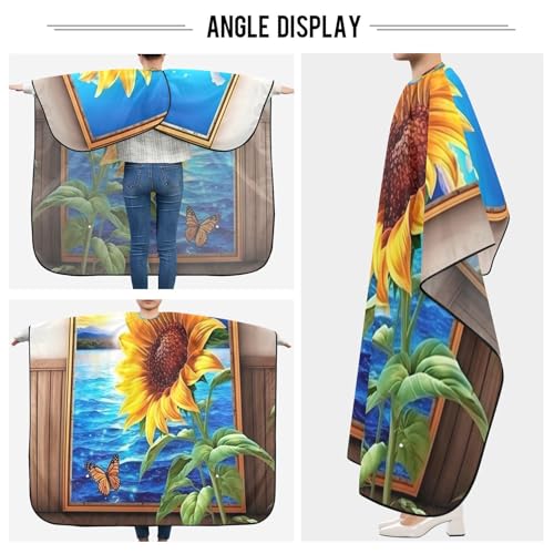 Capa impermeable profesional para corte de cabello Sunflower con cierre ajustable de broche para peluquería y estilismo miniatura 5